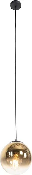 Lampa wisząca w stylu art deco czarna ze złotym szkłem 20 cm - Pallon