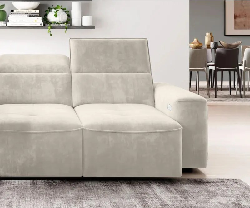 Narożnik COLOMBO Mini Prawostronny z elektryczną funkcją spania pojemnikiem PALLADIUM 02 Beżowy WERSAL