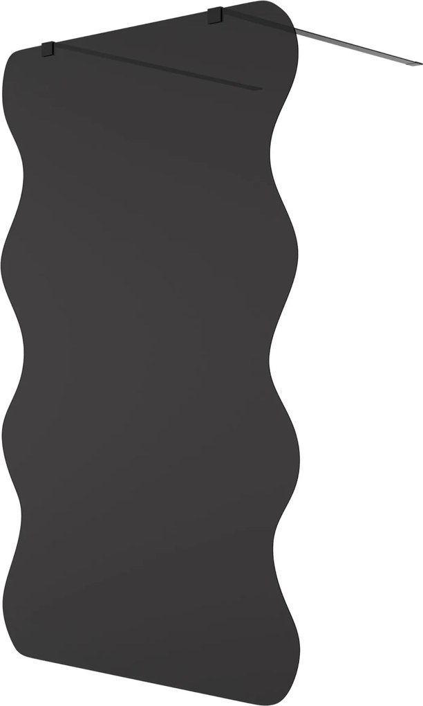 Ścianka prysznicowa Walk in szkło czarne falowane 8mm MOLIS Wave Duo Black MASSI | Różne rozmiary : Kolor profili kabiny - złoty szczotkowany, Szerokość ścianki - 80 cm, Typ montażu - WALK IN