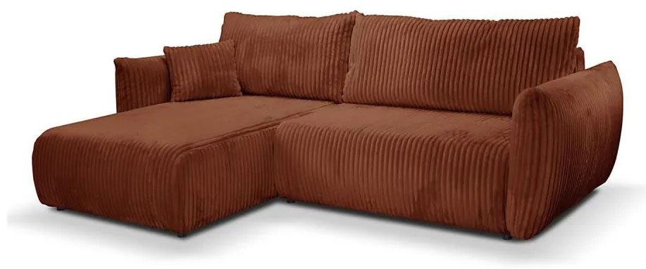 Uniwersalny narożnik rozkładany z pojemnikiem, układ L FRIDA brązowy