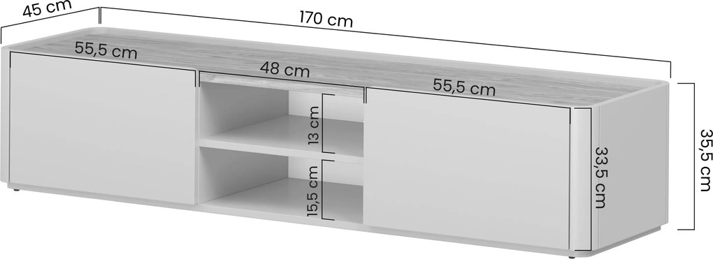 Szafka RTV Elivo 170 cm z szufladą - eukaliptus / dąb baltic dune