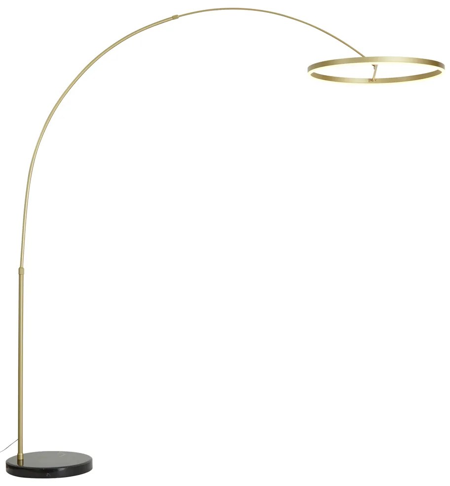 Designerska lampa łukowa podłogowa złota z LED z 3-stopniowym ściemnianiem - Anello