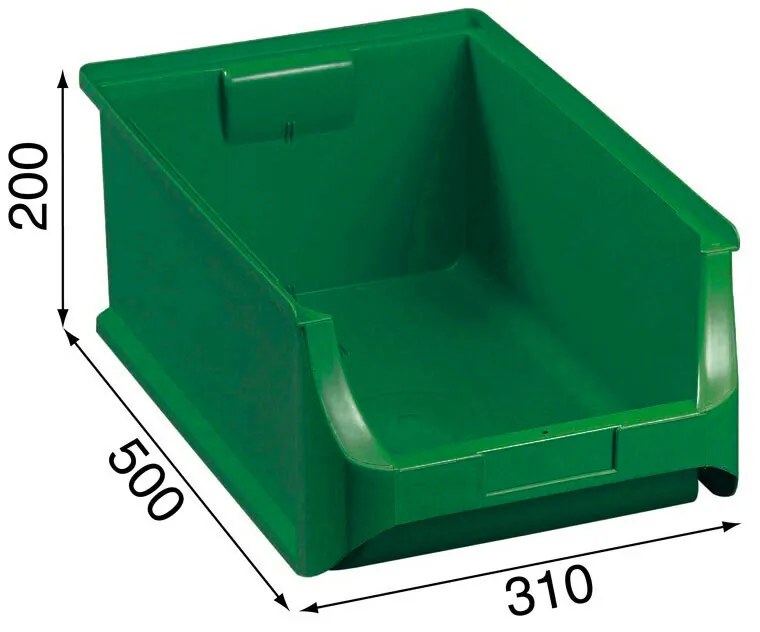 Plastikowe pojemniki PLUS 5, 310 x 500 x 200 mm, zielone, 6 szt.