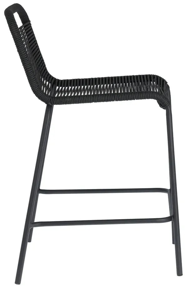 Czarny hoker ze stalową konstrukcją Kave Home Glenville, wys. 62 cm