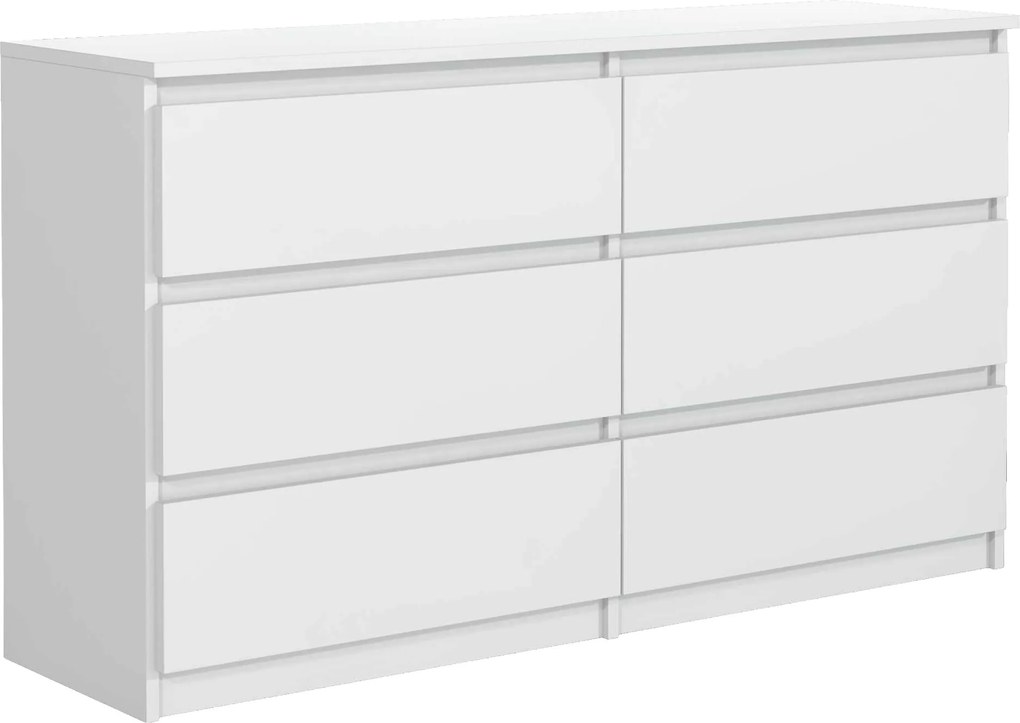 Komoda NUDO 138,5 cm do Salonu Sypialni 6 Szuflad Biały