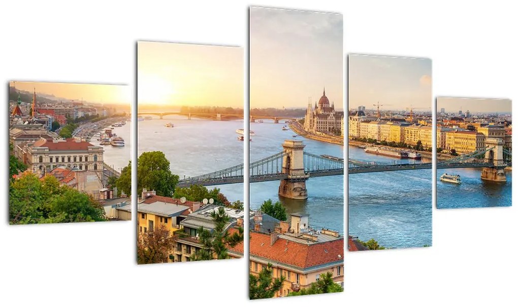 Obraz miasta Budapeszt z rzeką (125x70 cm)