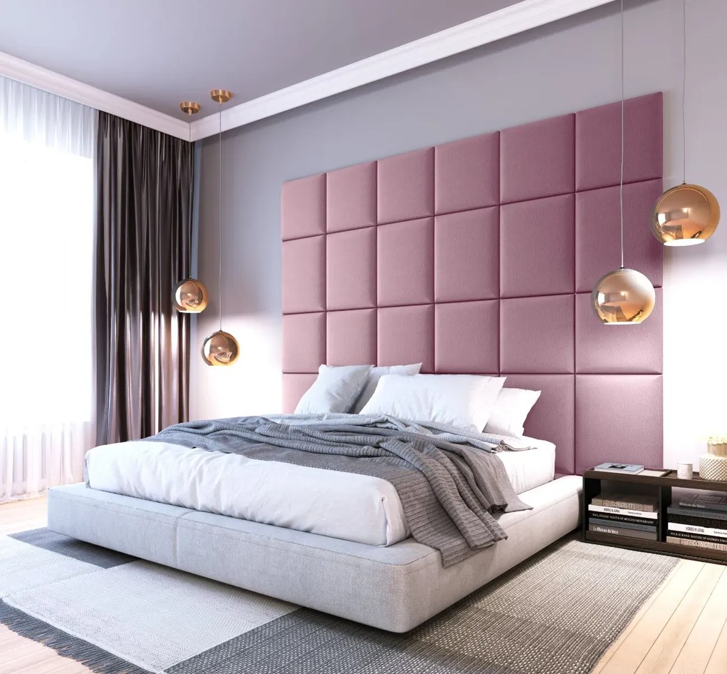 Zestaw 24 paneli tapicerowanych QUADRATTA 240x180 różowy ELTAP