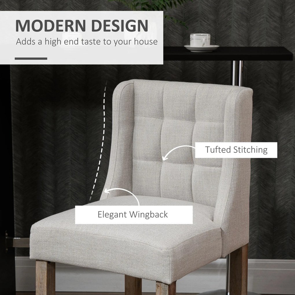 HOMCOM Zestaw 2 stołków barowych nowoczesne krzesła kuchenne tapicerowane imitacja lnu z drewnianymi nogami | Aosom PL