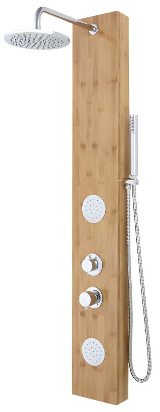 Kolumna prysznicowa z hydromasażem SOLAL z drewna bambusowego – 20 × 140 cm