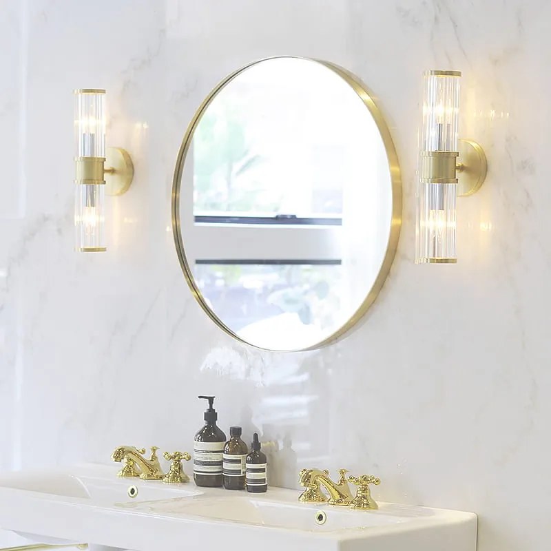 Lustro okrągłe 50cm złota rama, złoto szczotkowane