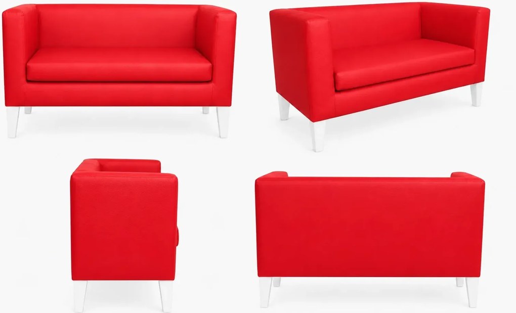 Sofa Monaco : Kolor nogi - Biała, Kolor tkaniny - EKO-SKÓRA - 15D, Typ tkaniny - Eko-skóra , Wysokość nogi - 20 cm