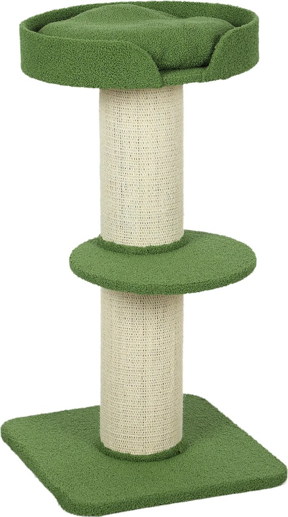 PawHut Drapak 91cm z platformą i łóżkiem dla kotów, zielony