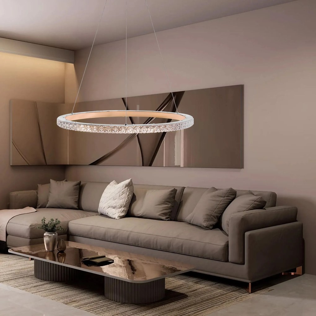 LAMPA WISZĄCA LED MS009-CP Jasne Różowe Złoto 59cm