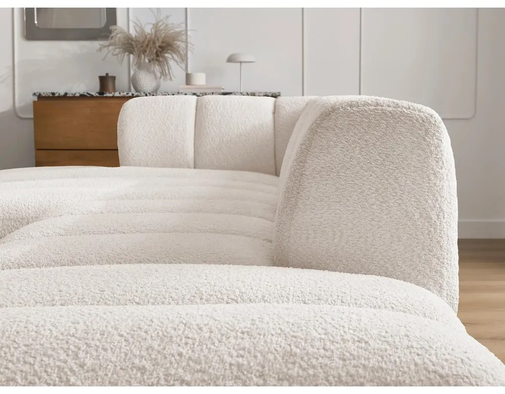 Biały narożnik z materiału bouclé (lewostronny/z szezlongiem) Annecy – Bobochic Paris