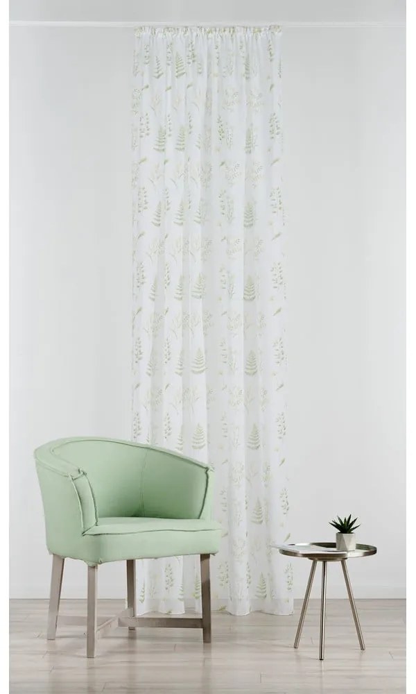 Biało-zielona firanka 140x245 cm Caledonia – Mendola Fabrics
