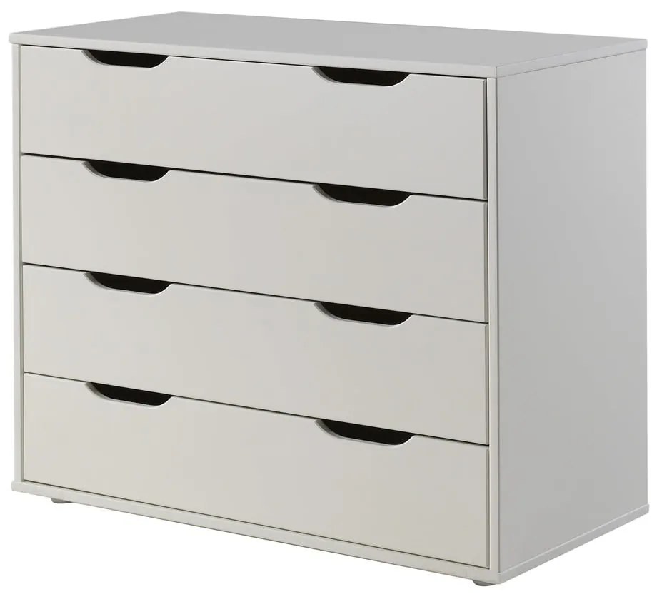 Białe podwyższone łóżko dziecięce z litego drewna sosnowego ze schowkiem i stelażem 90x200 cm Scott – Vipack