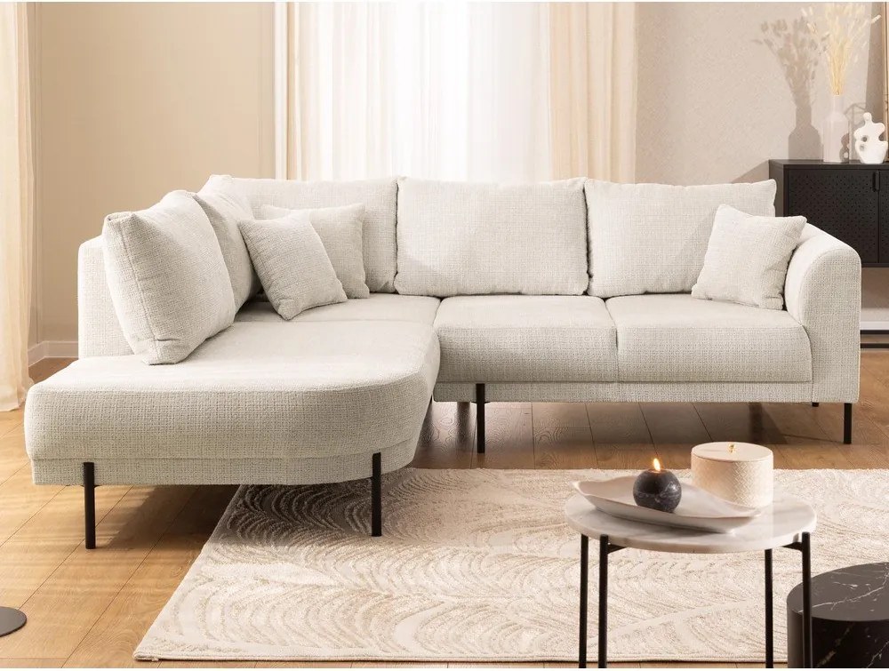 Beżowy narożnik z tkaniny szenilowej (lewostronny/w kształcie litery L) Mauris – Ropez