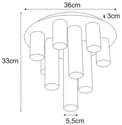 Czarna okrągła lampa sufitowa z 10 spotami - A738-Amia