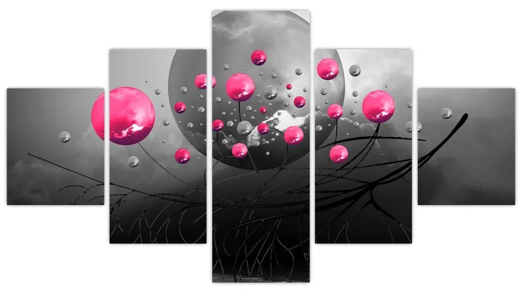 Obraz różowych abstrakcyjnych kul (125x70 cm)
