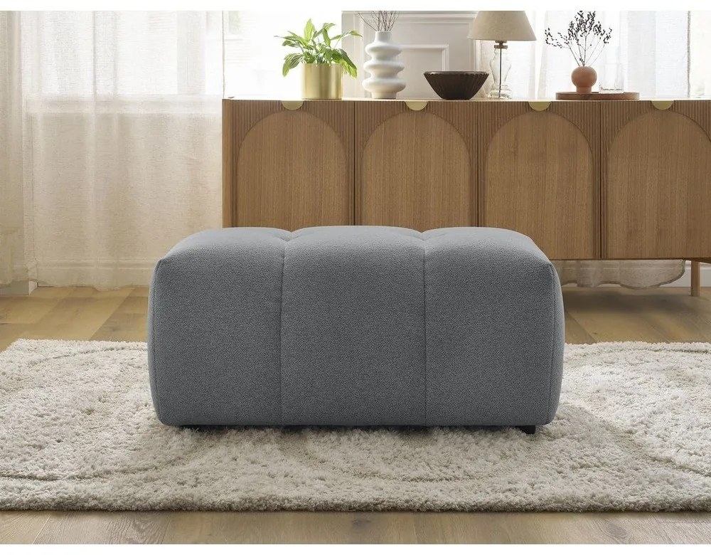 Szary podnóżek z tkaniny szenilowej Roxelane – Bobochic Paris