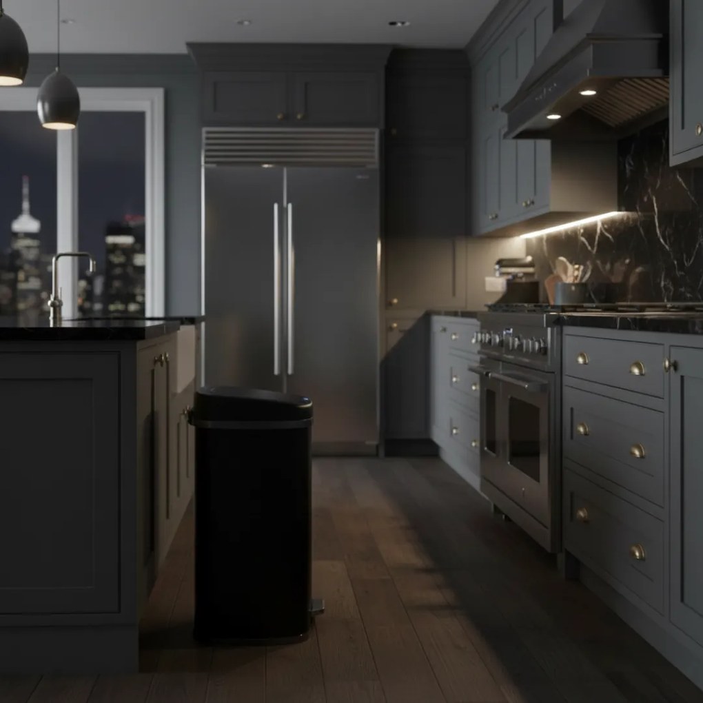 Jurhan Sensorowy kosz na śmieci DEUS, 58 litrów, czarny