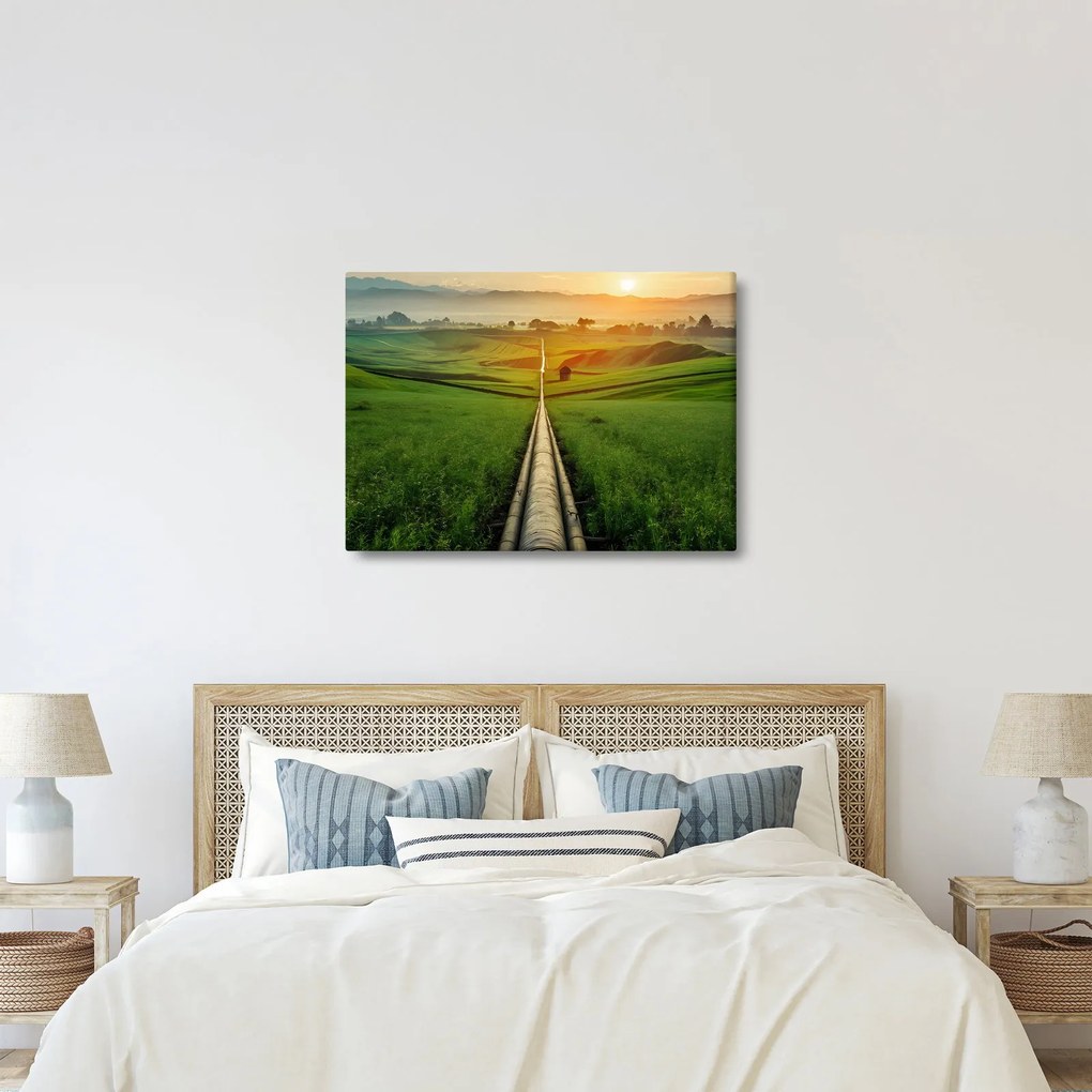 Obraz - Wschód słońca nad doliną (70x50 cm)