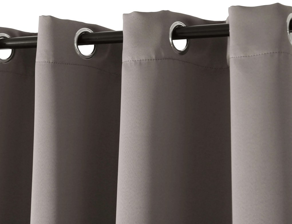 Szaro-brązowa zasłona OXFORD 140x250 cm Zawieszanie: Metalowe pierścienie