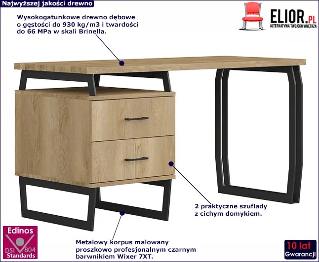 Drewniane duże biurko z szufladami 140x60 - Boliwio 11X