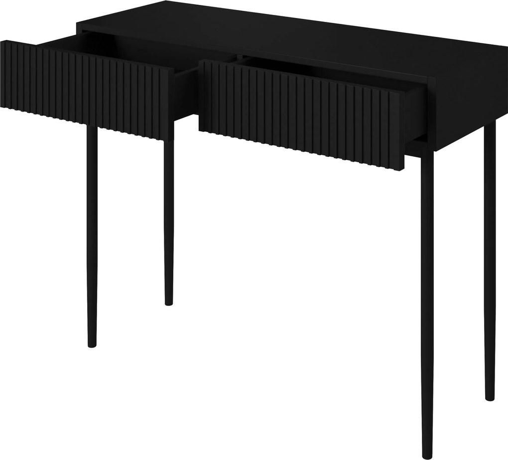 Konsola Nicole 100 cm z szufladami - czarny mat / czarne nóżki
