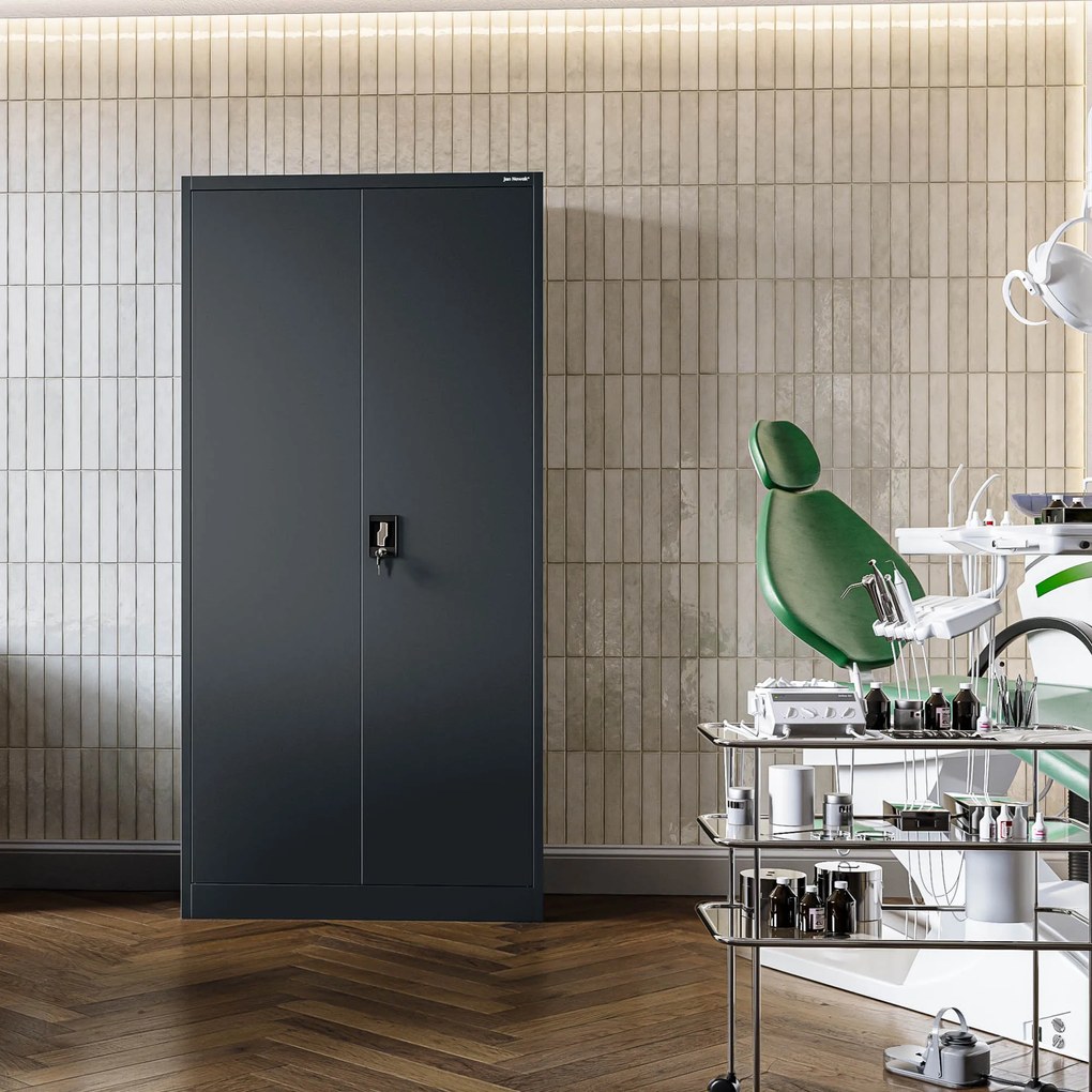 Szafa metalowa wielofunkcyjna DAWID, 900 x 1850 x 450 mm, antracytowa