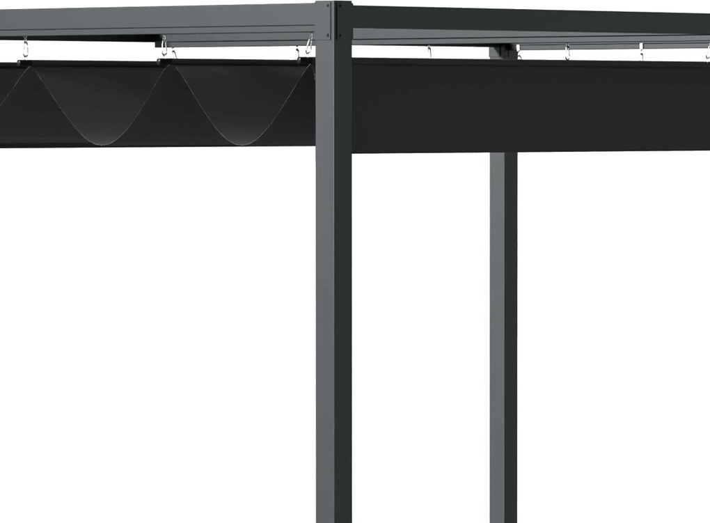 Outsunny Pergola dla ogrodu 281x193 cm, czarne i szare pergola metalowa z przesuwanym dachem | Aosom PL