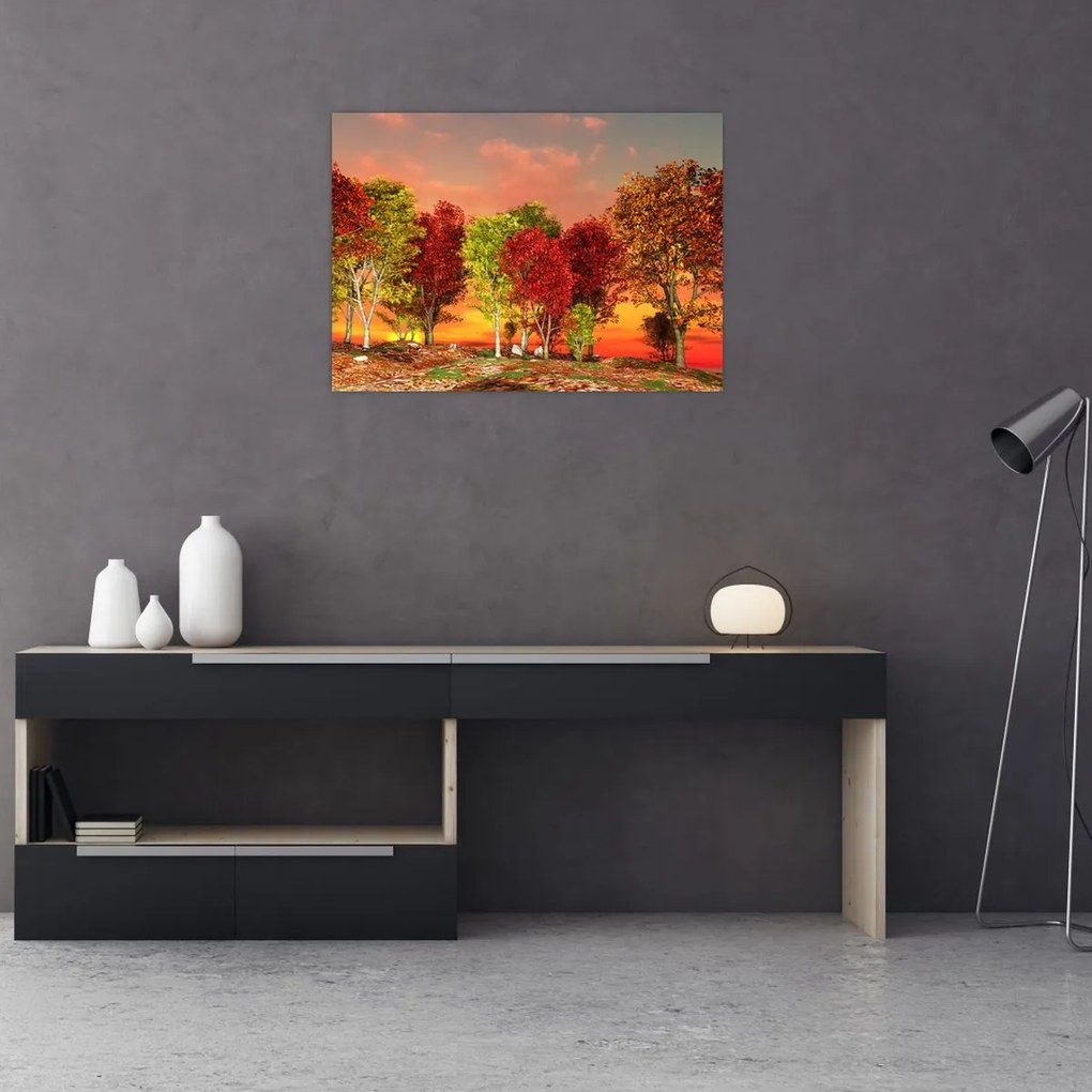 Obraz - Kolorowe drzewa (70x50 cm)