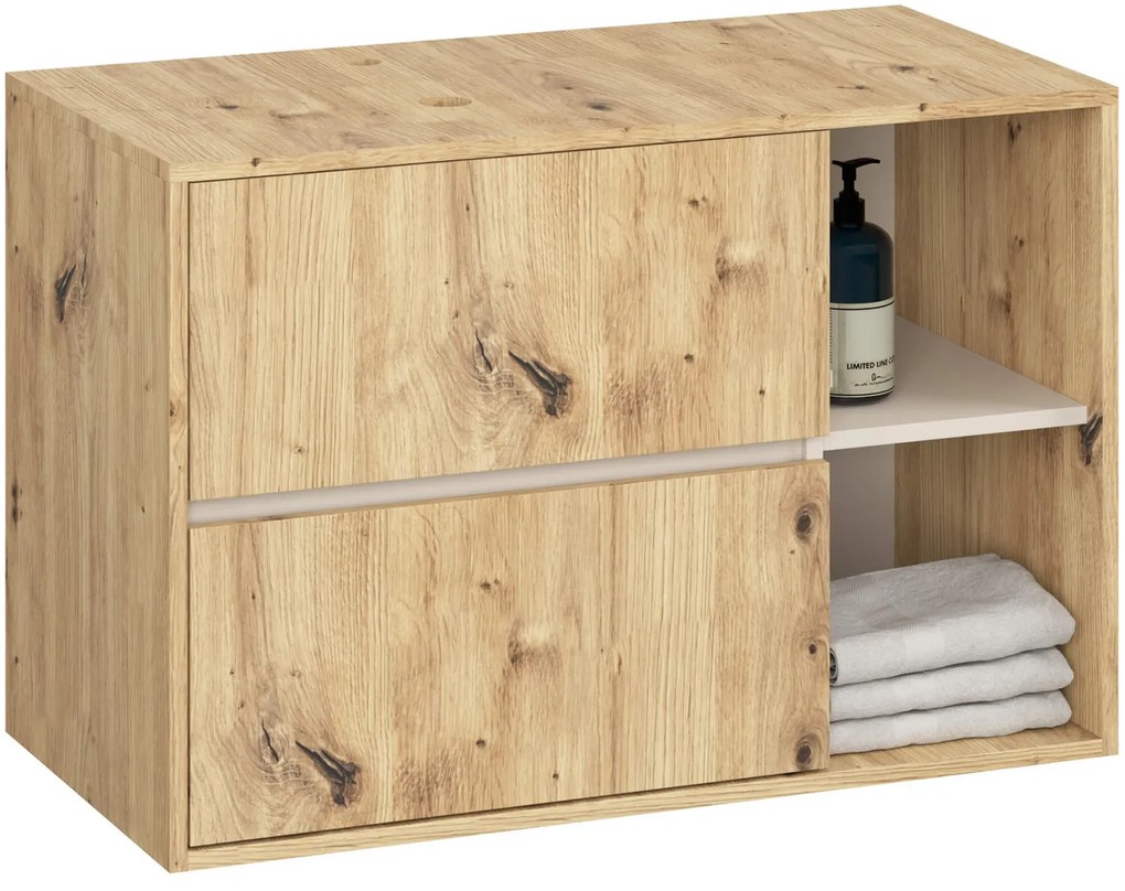 Łazienkowy zestaw mebli dąb artisan + kaszmir S2-E11