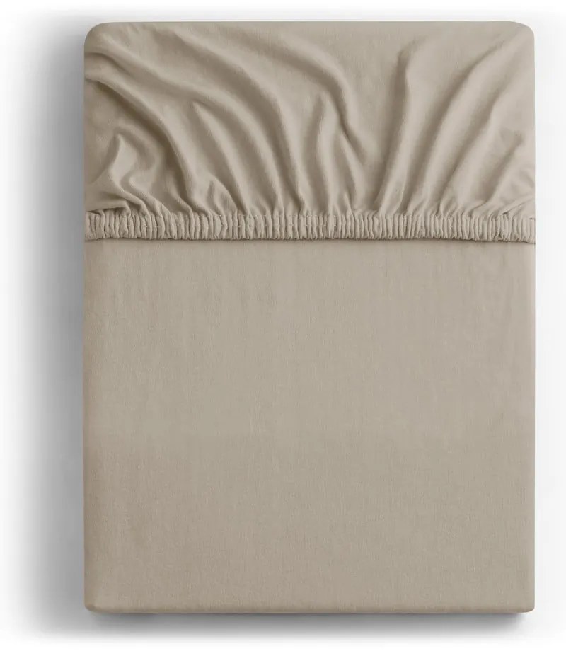 Jasnobrązowe dżersejowe prześcieradło z gumką 240x220 cm Amber – Restilo