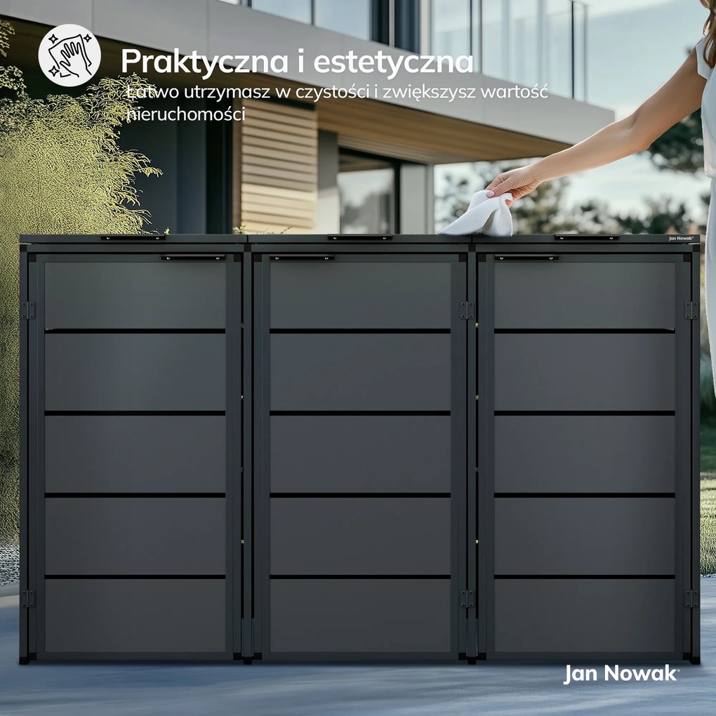 Zabudowa śmietnikowa 240L trzykomorowa, antracyt