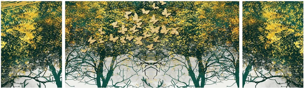 Obraz - Jelenie w zielonym lesie (170x50 cm)