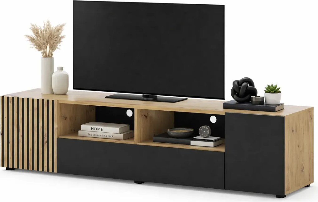 Szafka rtv z lamelowym frontem 200 cm H1-K51