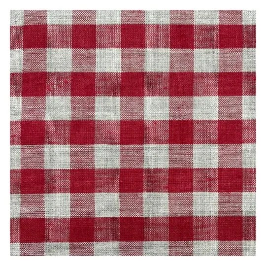 Czerwony lniany okrągły dywan pod choinkę ø 125 cm Red Gingham – Linen Tales