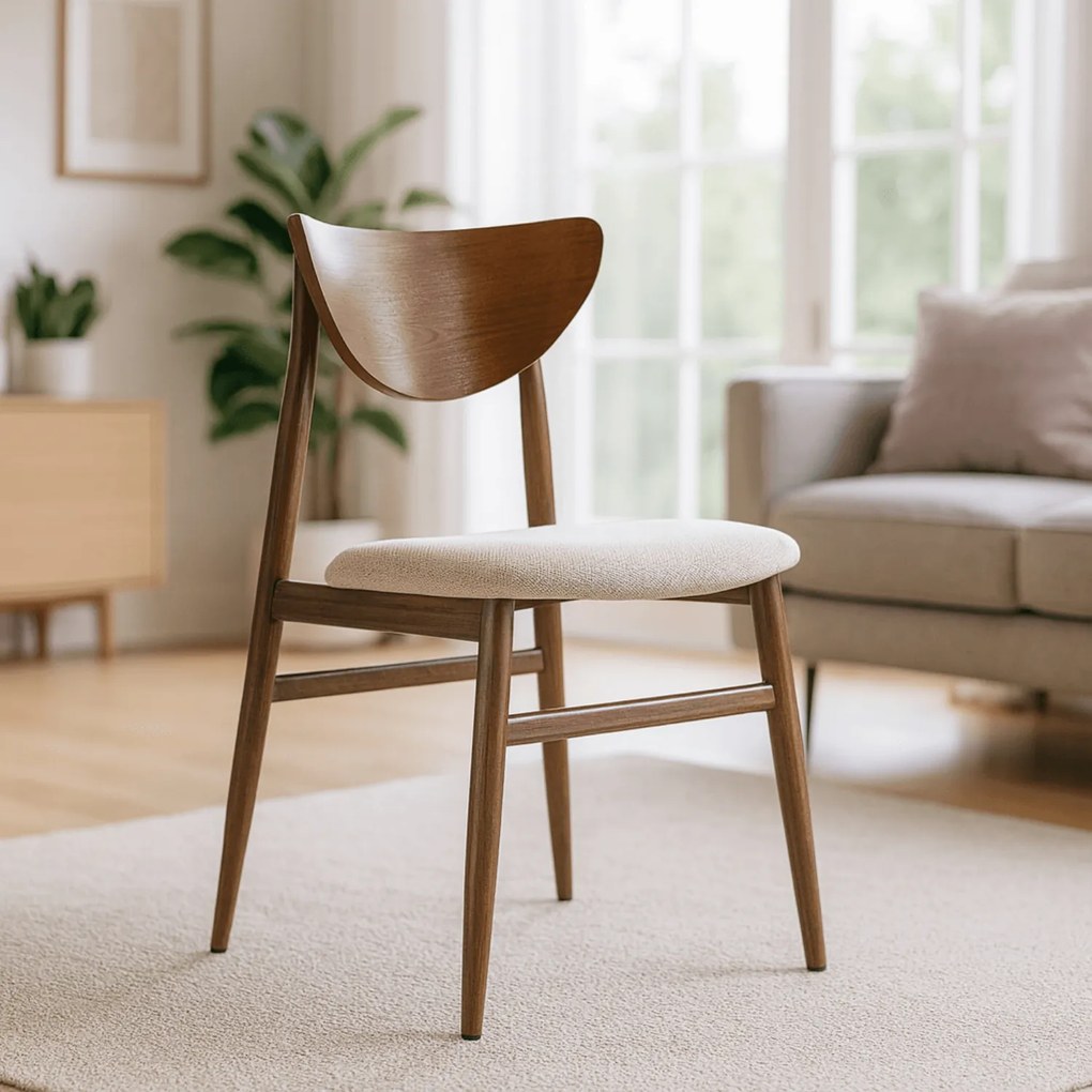 Krzesło Tapicerowane z Drewna Giętego BRAGA Orzech/Krem Retro