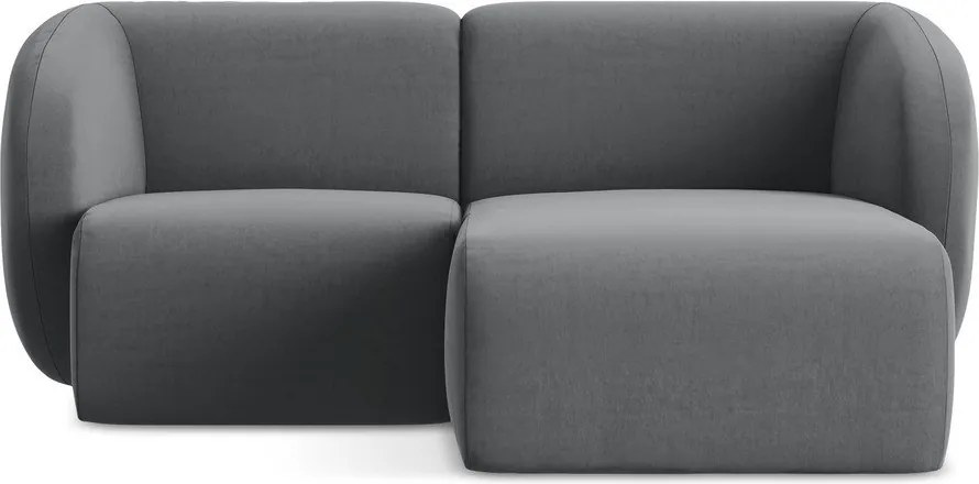 Szary aksamitny narożnik (prawostronny/z szezlongiem) Lani – Makamii