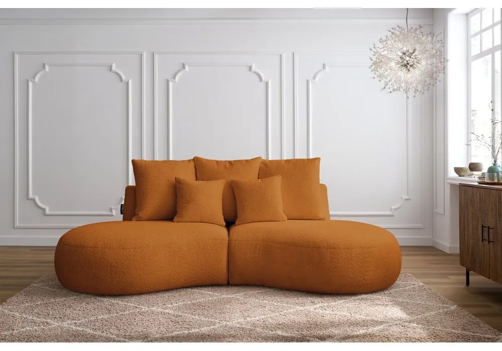 Musztardowa sofa z materiału bouclé 260 cm Saint-Germain – Bobochic Paris