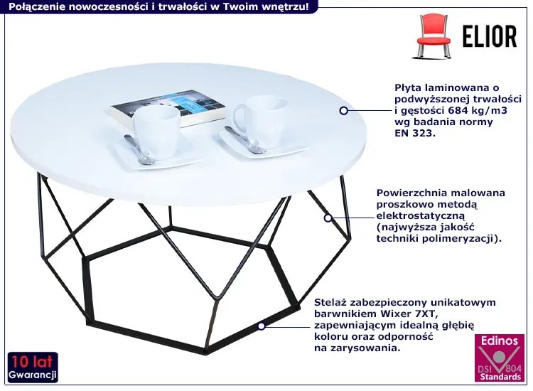 Nowoczesny stolik kawowy biały blat - Liliana 4X