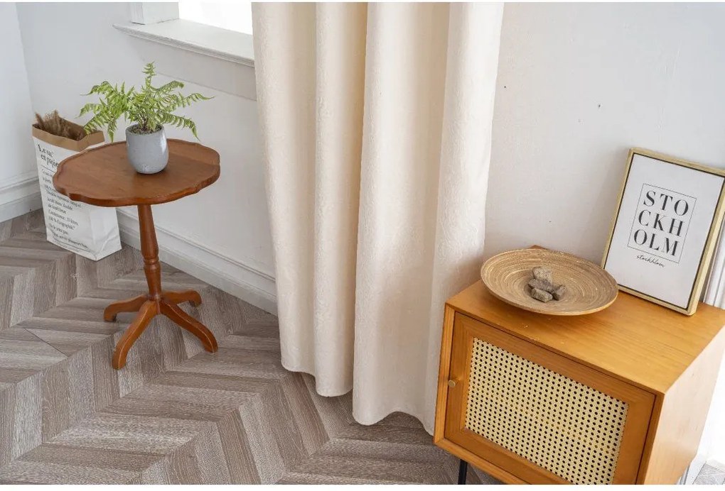 Zasłona zaciemniająca DUNES VELVET 140x250 cm, kremowa Zawieszanie: Taśma z wiązaniami