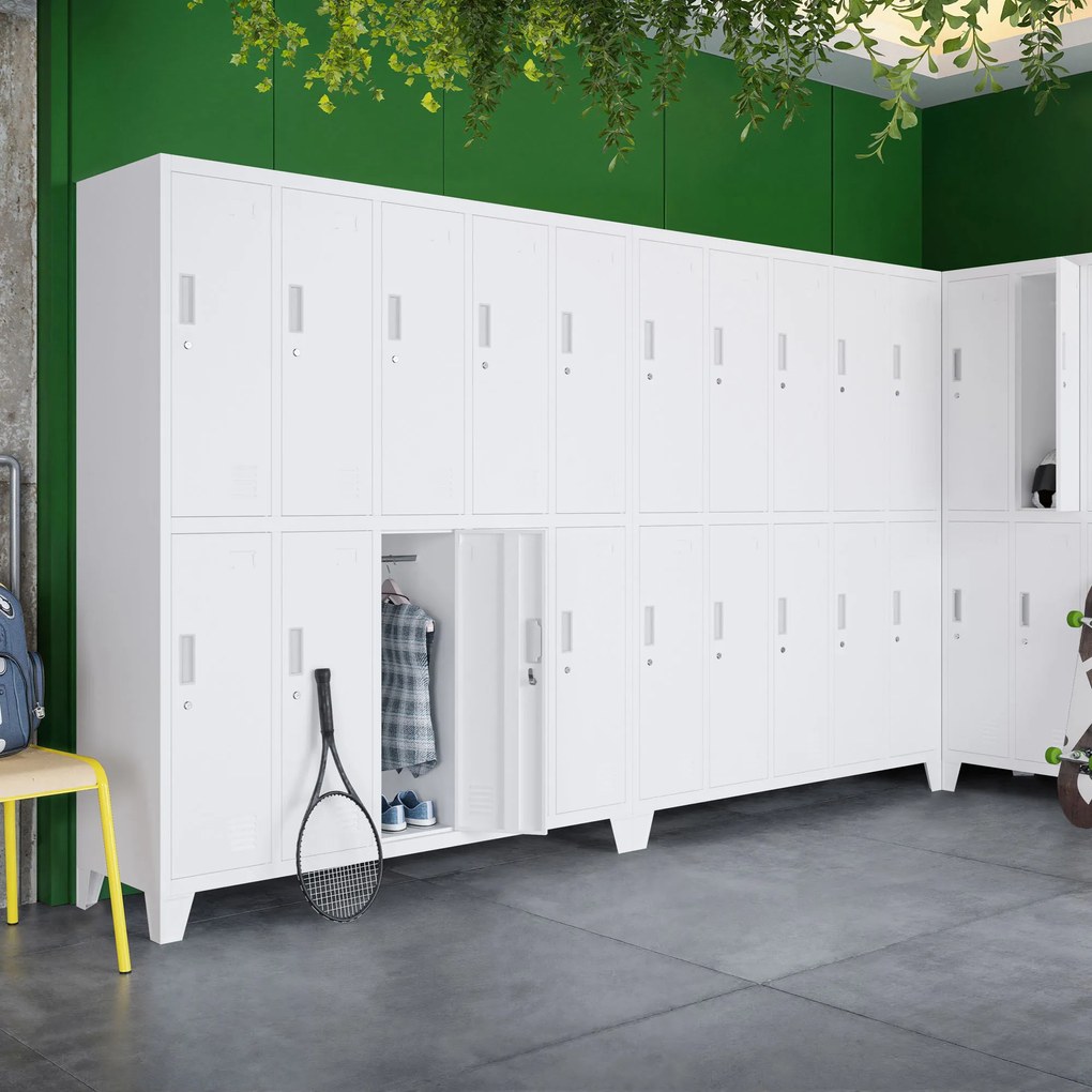 Szafa socjalna BHP ubraniowa 10-drzwiowa biała: BARTEK 1360 x 1720 x 450 mm