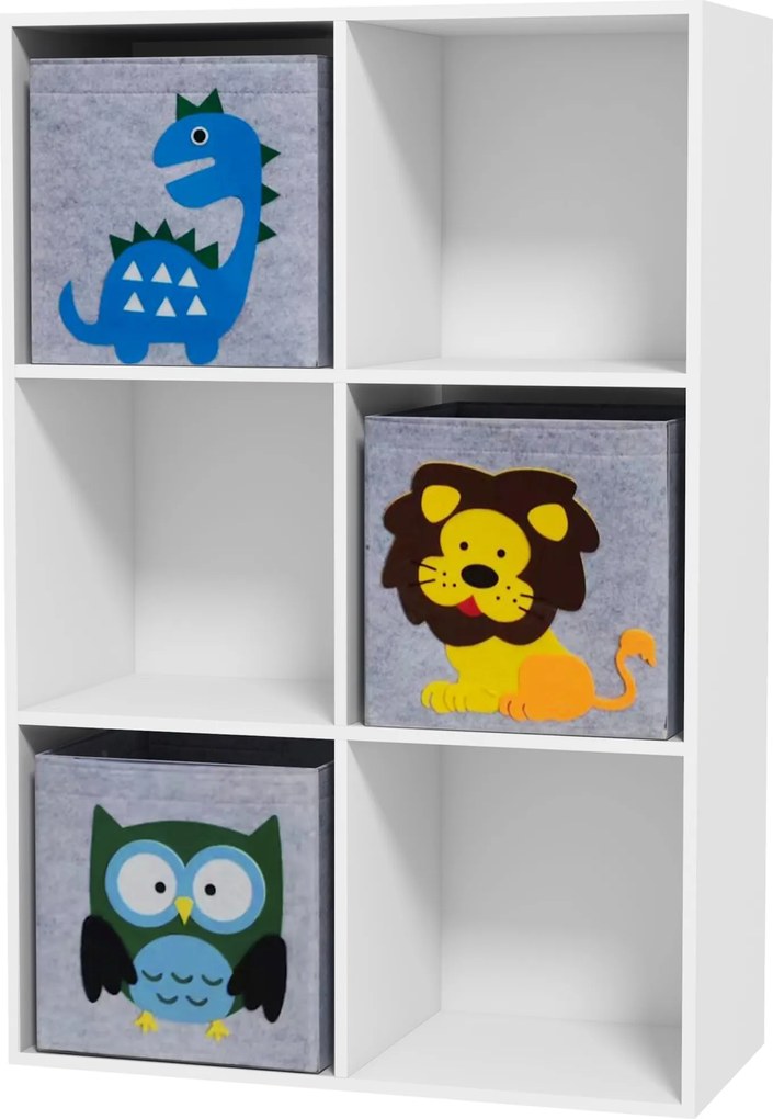 ZONEKIZ Regał do przechowywania dla dzieci, sześciany, szuflady, MDF, zabezpieczenie przeciw przewracaniu, Biały