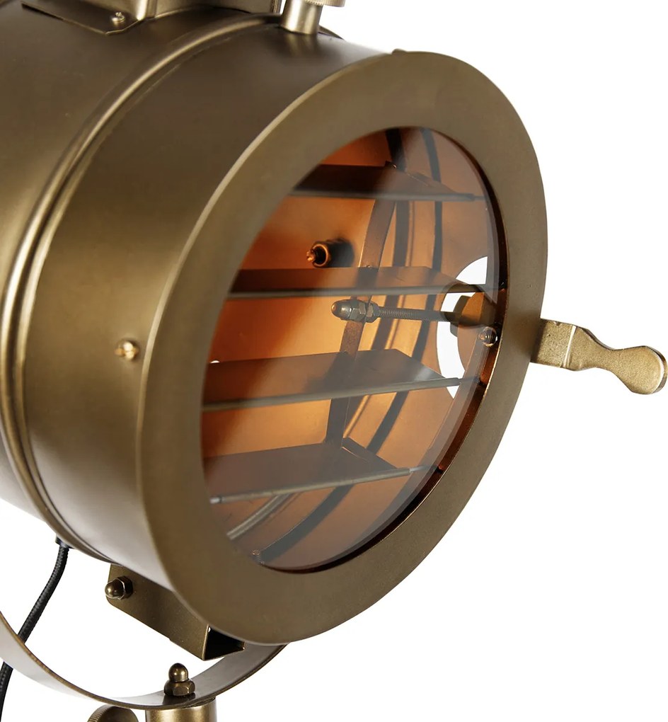 Inteligentna lampa podłogowa trójnóg brązowa z drewnianym reflektorem studyjnym, w tym WiFi A60 - Radient