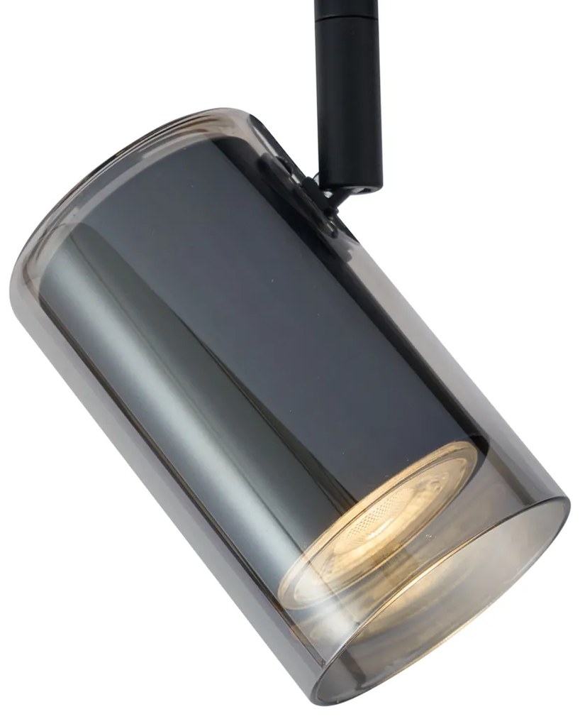 Nowoczesny reflektor czarny z przydymionym szkłem do systemu szynowego 1-fazowego - Iconic Lloyd Nowoczesny Oswietlenie wewnetrzne