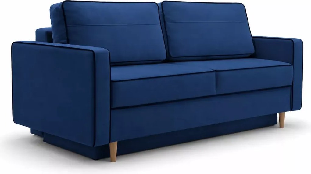 Kanapa Latina 3-osobowa z funkcją spania i pojemnikiem – welurowa sofa DL 190x152, styl skandynawski