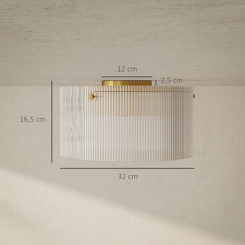 HOMCOM Lampa sufitowa z abażurem z akrylu, Metal, Kompatybilna z halogenem i LED