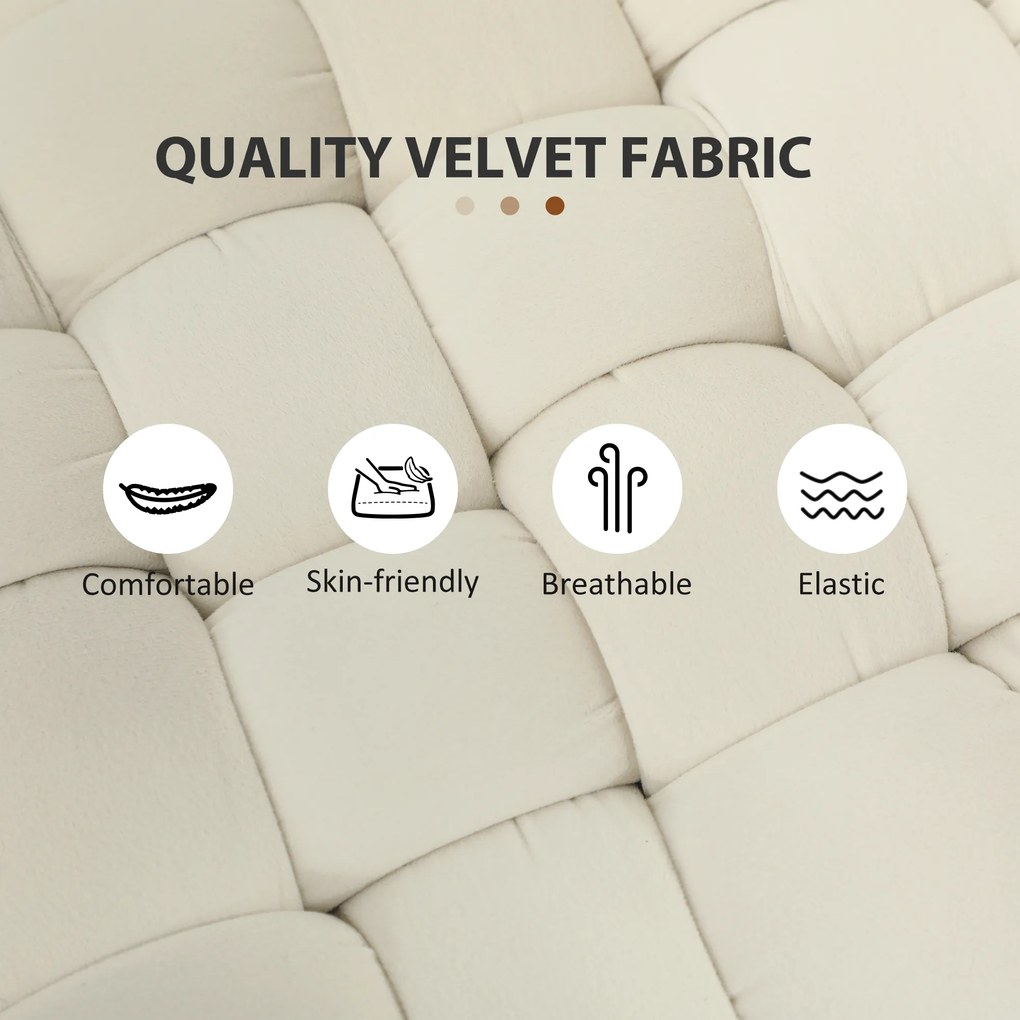 HOMCOM Nowoczesny Puf z Metalowymi Nogami, Miękkim Siedziskiem, do Salonu, Sypialni, Przedpokoju, Kremowy